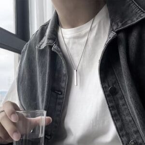 Block Titanium Steel Necklace 2