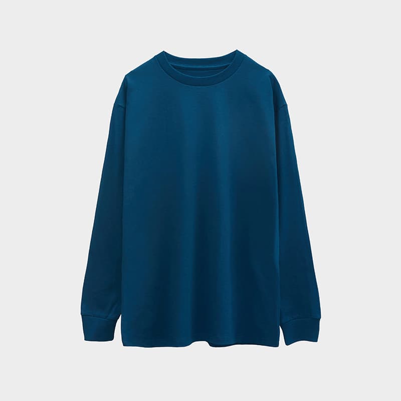 Oversized Long Sleeve Tee 250GSM-blue Front