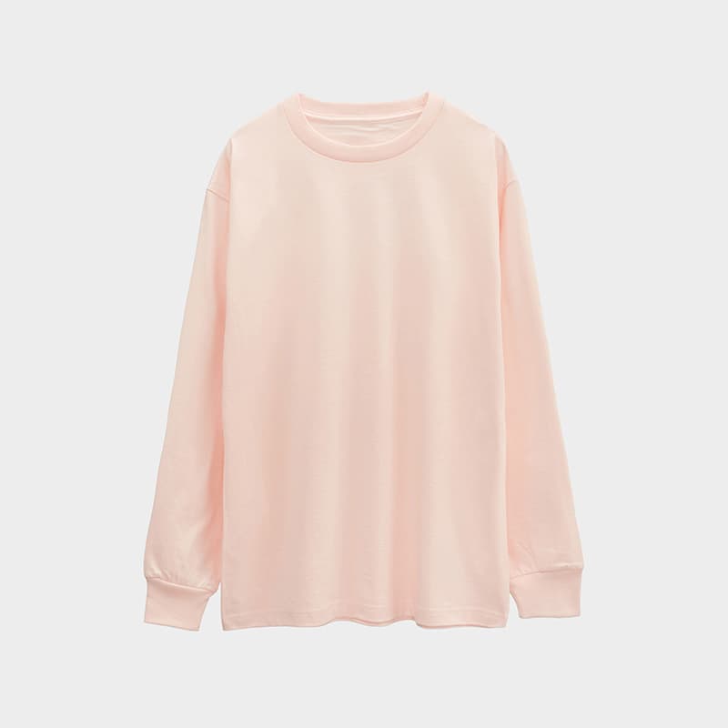 Oversized Long Sleeve Tee 250GSM-light pink Front