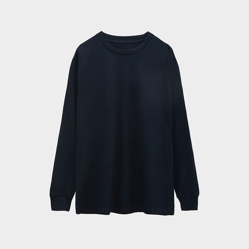 Oversized Long Sleeve Tee 250GSM-navy Front