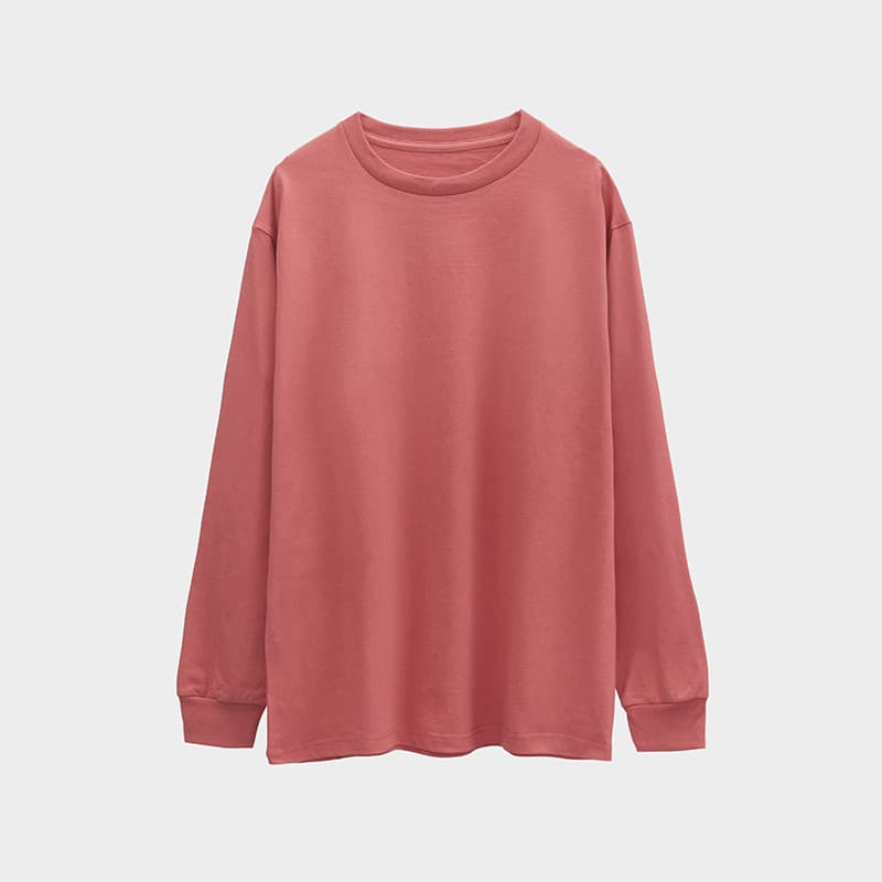 Oversized Long Sleeve Tee 250GSM-pink Front