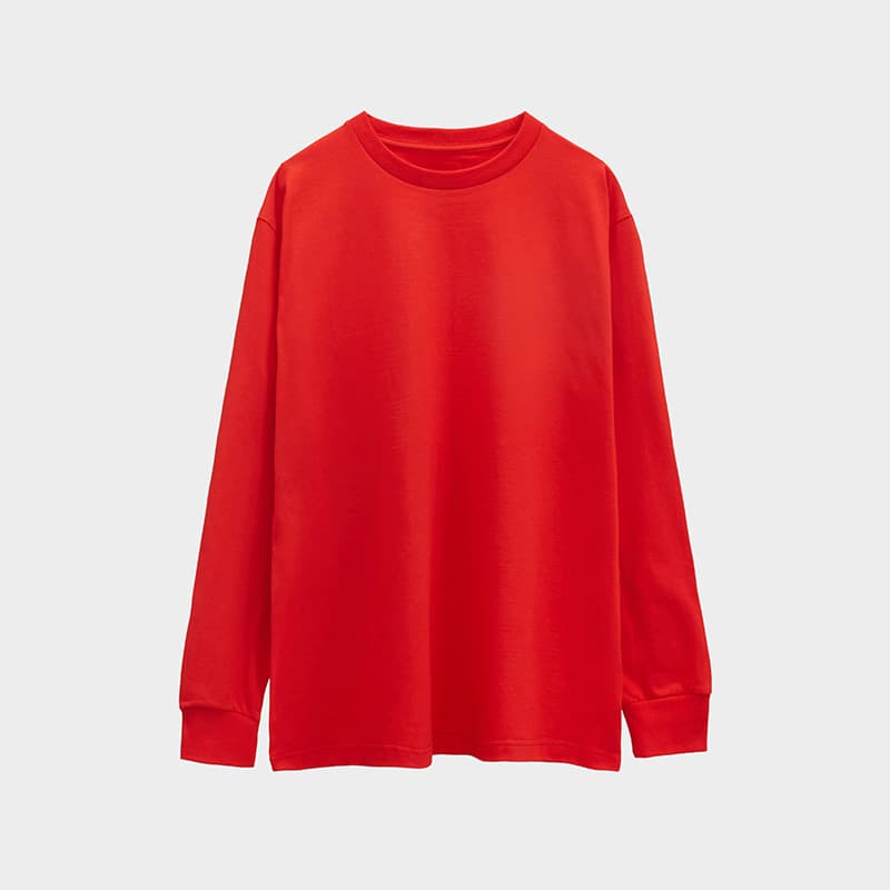 Oversized Long Sleeve Tee 250GSM-red Front