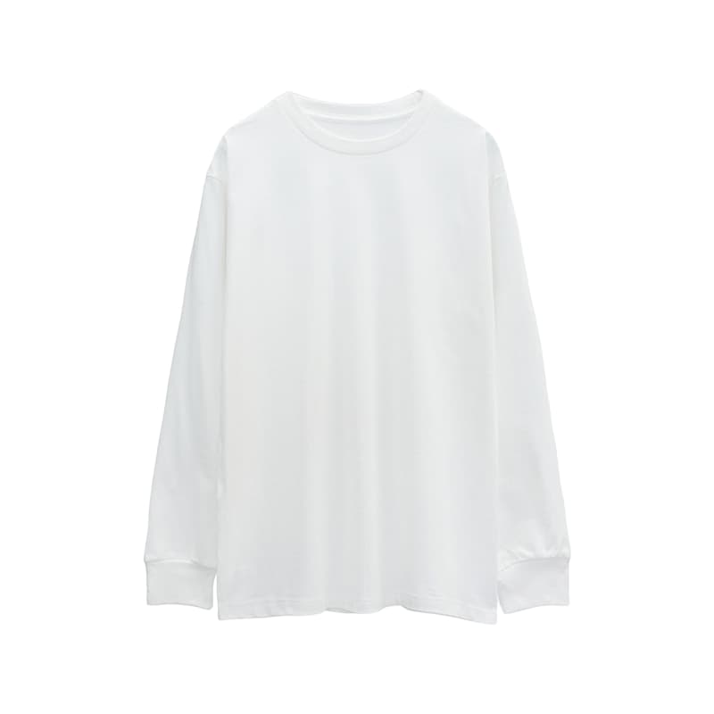 Oversized Long Sleeve Tee 250GSM-white Front