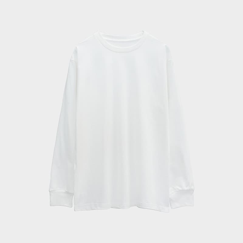 Oversized Long Sleeve Tee 250GSM-white Front