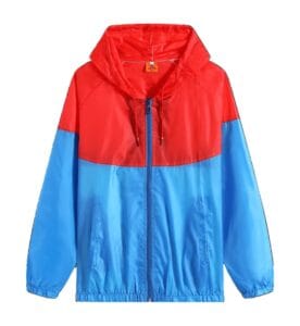 TS 043 Waterproof Two Toned Windbreaker w Hood Red Blue Front