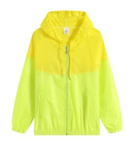 TS 043 Waterproof Two Toned Windbreaker w Hood Yellow Green Front