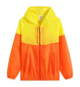 TS 043 Waterproof Two Toned Windbreaker w Hood Yellow Orange Front