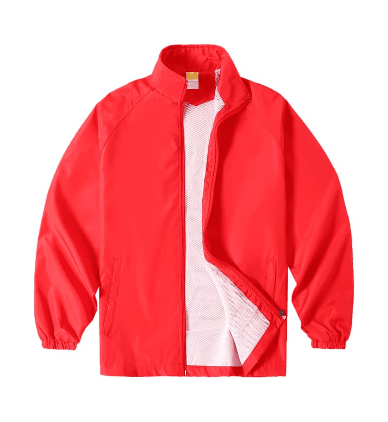 TS #112 Basic Windbreaker with no sleeve line-Red front