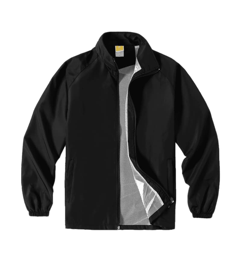 TS #112 Basic Windbreaker with no sleeve line-black front