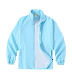 TS 112 Basic Windbreaker with no sleeve line light blue front
