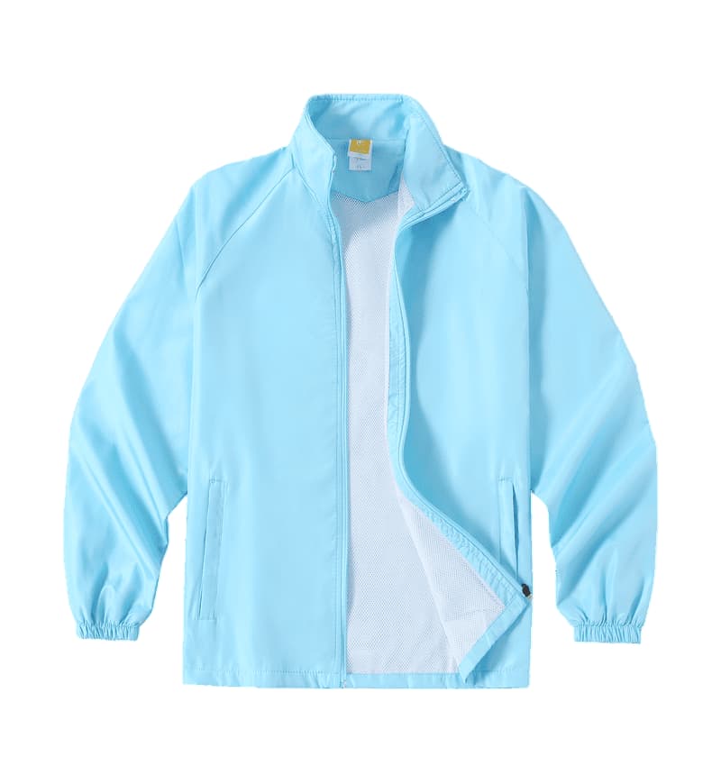 TS #112 Basic Windbreaker with no sleeve line-light blue front