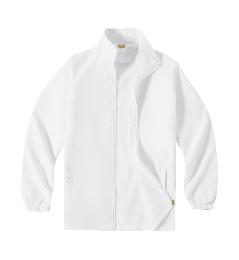 TS #112 Basic Windbreaker with no sleeve line-white front