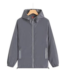 TS 950 Reflective Zipper Windbreaker w Hood Grey Front