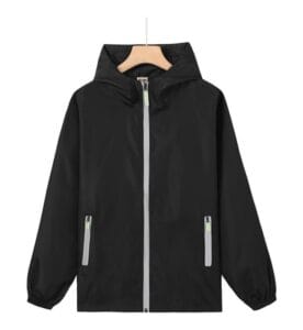 TS 951 Windbreaker reflective zip w hood Black Front
