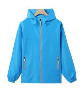 TS 951 Windbreaker reflective zip w hood Light blue front
