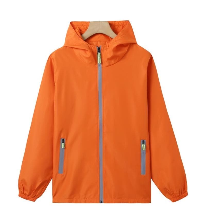 TS #951 Windbreaker reflective zip w hood-Orange front