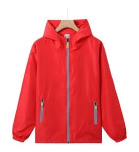 TS 951 Windbreaker reflective zip w hood Red Front