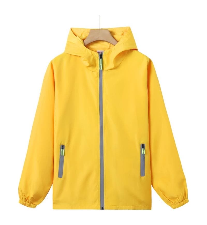 TS #951 Windbreaker reflective zip w hood-Yellow Front