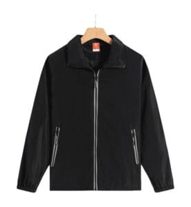 TS 953 Reflective Zipper Windbreaker Black Front