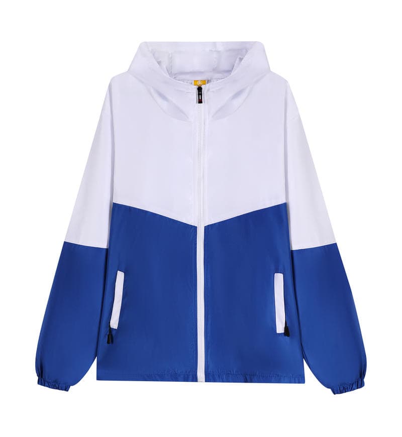 TS #983 2 Tone colour windbreaker (With Hood)-Blue Front