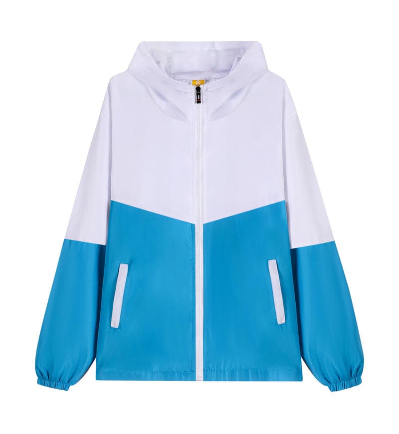 TS #983 2 Tone colour windbreaker (With Hood)-Light blue front