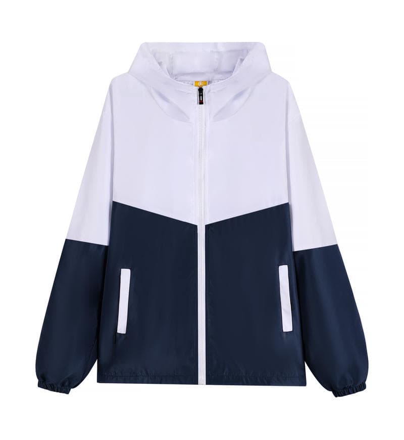 TS #983 2 Tone colour windbreaker (With Hood)-Navy Front