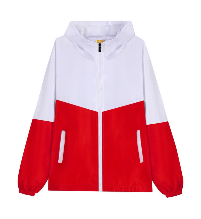 TS #983 2 Tone colour windbreaker (With Hood)-Red front