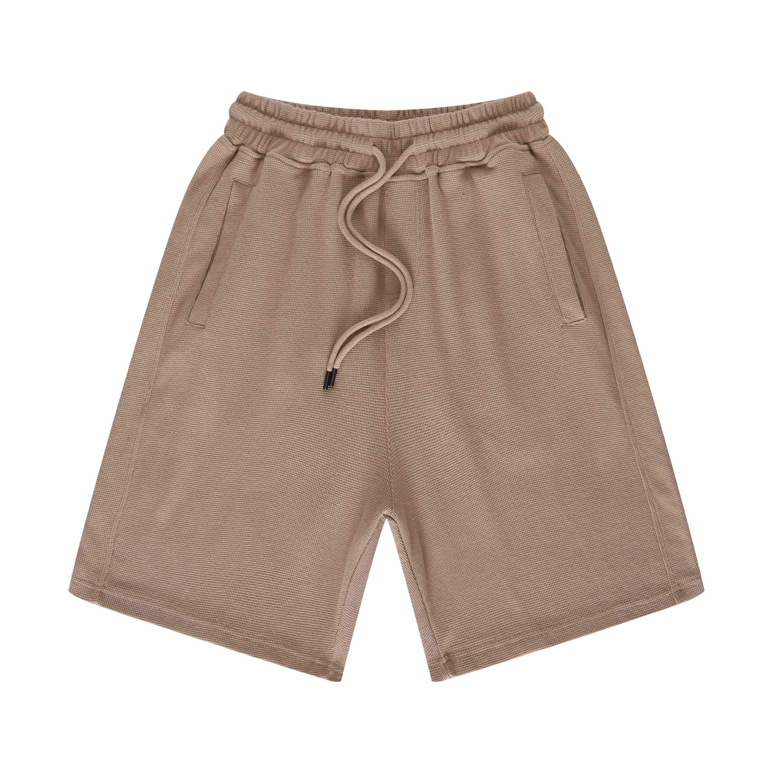 Waffle Pattern Shorts S3038-coffee front