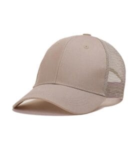 ZY3002 6 panel trucker cap khaki