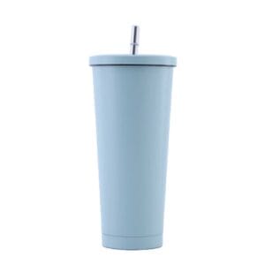 stainless steel straw cup aqua