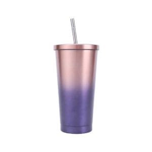 stainless steel straw cup pink purple
