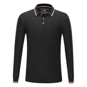 YG148 Bamboo Fibre Long Sleeve Polo Tee black