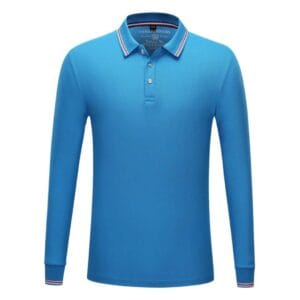 YG148 Bamboo Fibre Long Sleeve Polo Tee light blue