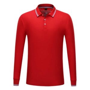 YG148 Bamboo Fibre Long Sleeve Polo Tee red