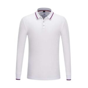 YG148 Bamboo Fibre Long Sleeve Polo Tee white