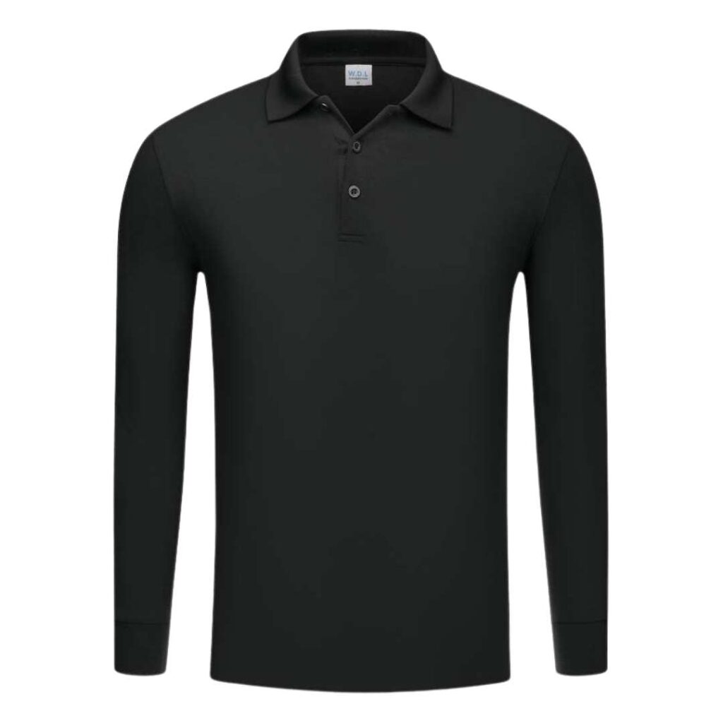 YG501 Cotton Long Sleeve Polo Tee - black