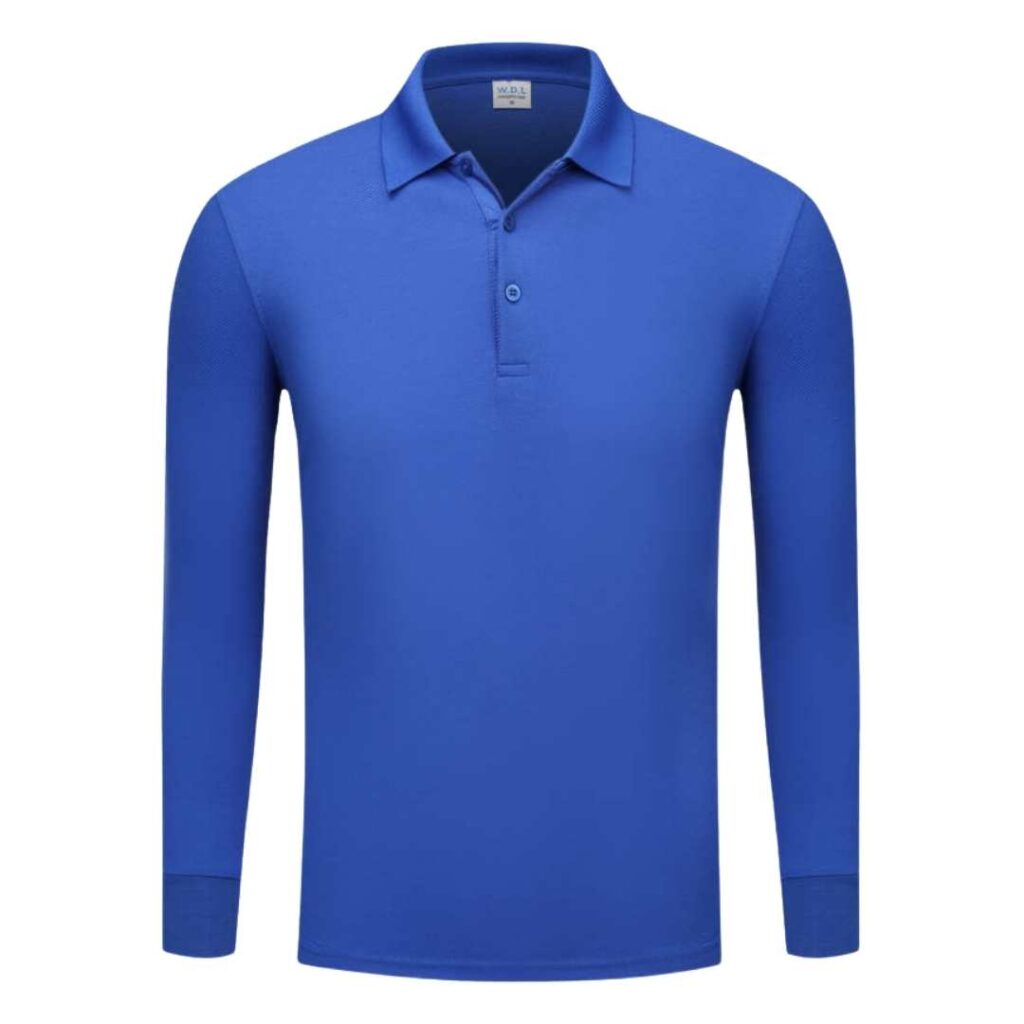 YG501 Cotton Long Sleeve Polo Tee - blue