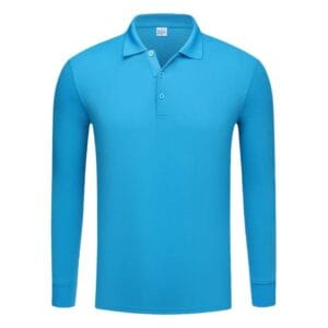 YG501 Cotton Long Sleeve Polo Tee light blue