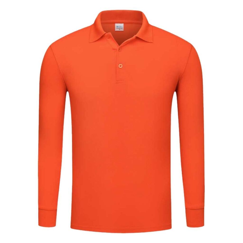YG501 Cotton Long Sleeve Polo Tee - orange