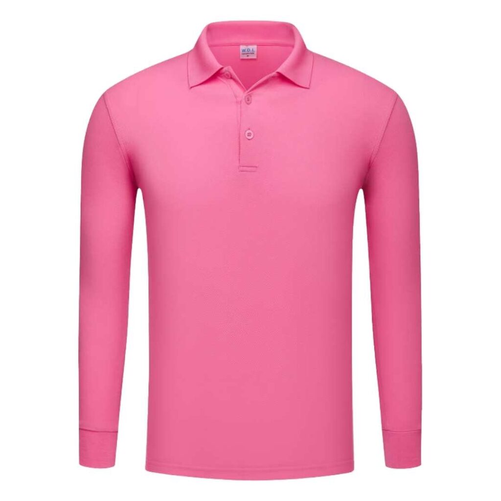 YG501 Cotton Long Sleeve Polo Tee - pink
