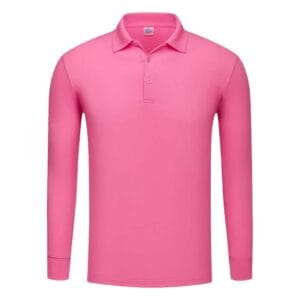 YG501 Cotton Long Sleeve Polo Tee pink