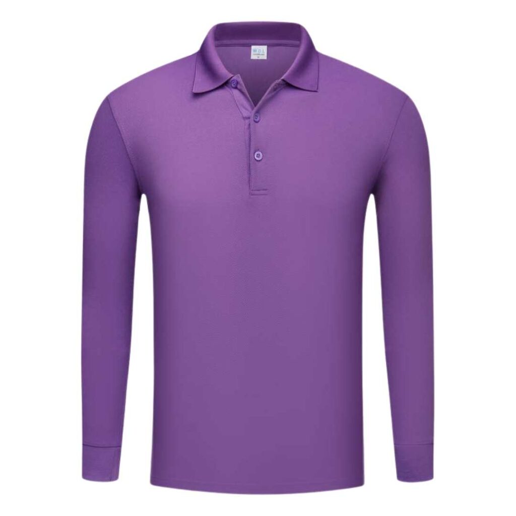 YG501 Cotton Long Sleeve Polo Tee - purple