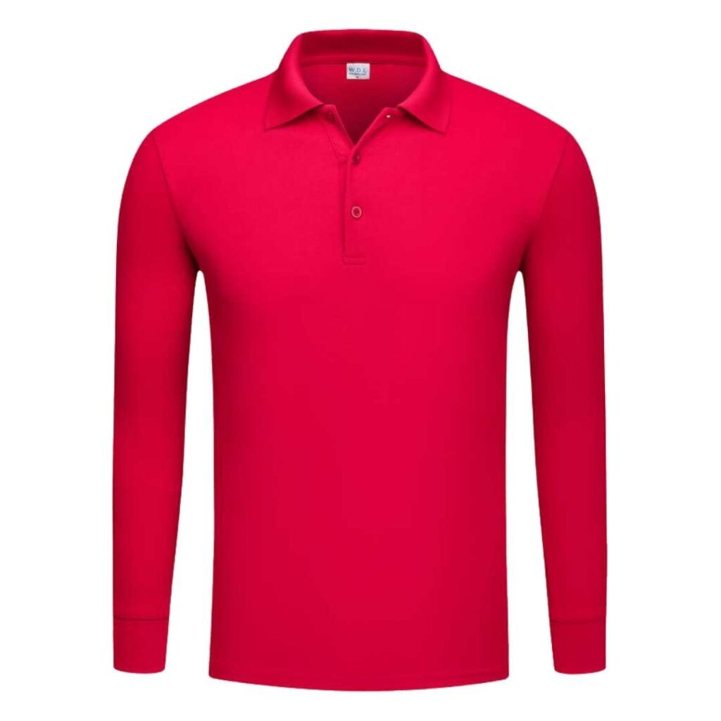 YG501 Cotton Long Sleeve Polo Tee - red