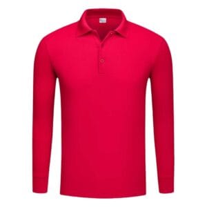 YG501 Cotton Long Sleeve Polo Tee red