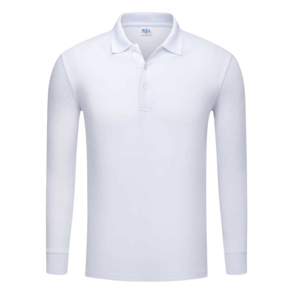YG501 Cotton Long Sleeve Polo Tee - white
