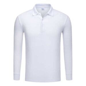 YG501 Cotton Long Sleeve Polo Tee white