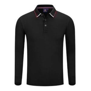 YG506 Cotton Long Sleeve Polo Tee black