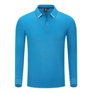 YG506 Cotton Long Sleeve Polo Tee blue