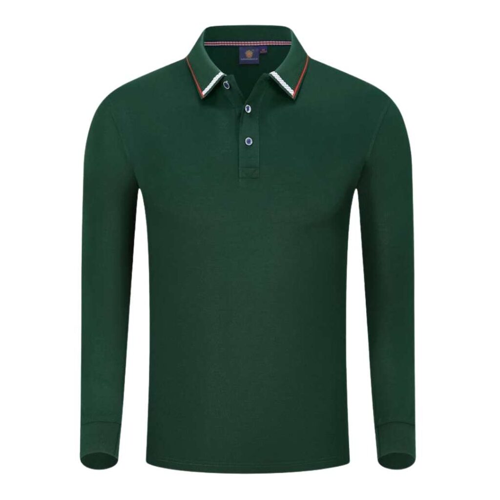 YG506 Cotton Long Sleeve Polo Tee - green