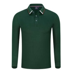 YG506 Cotton Long Sleeve Polo Tee green